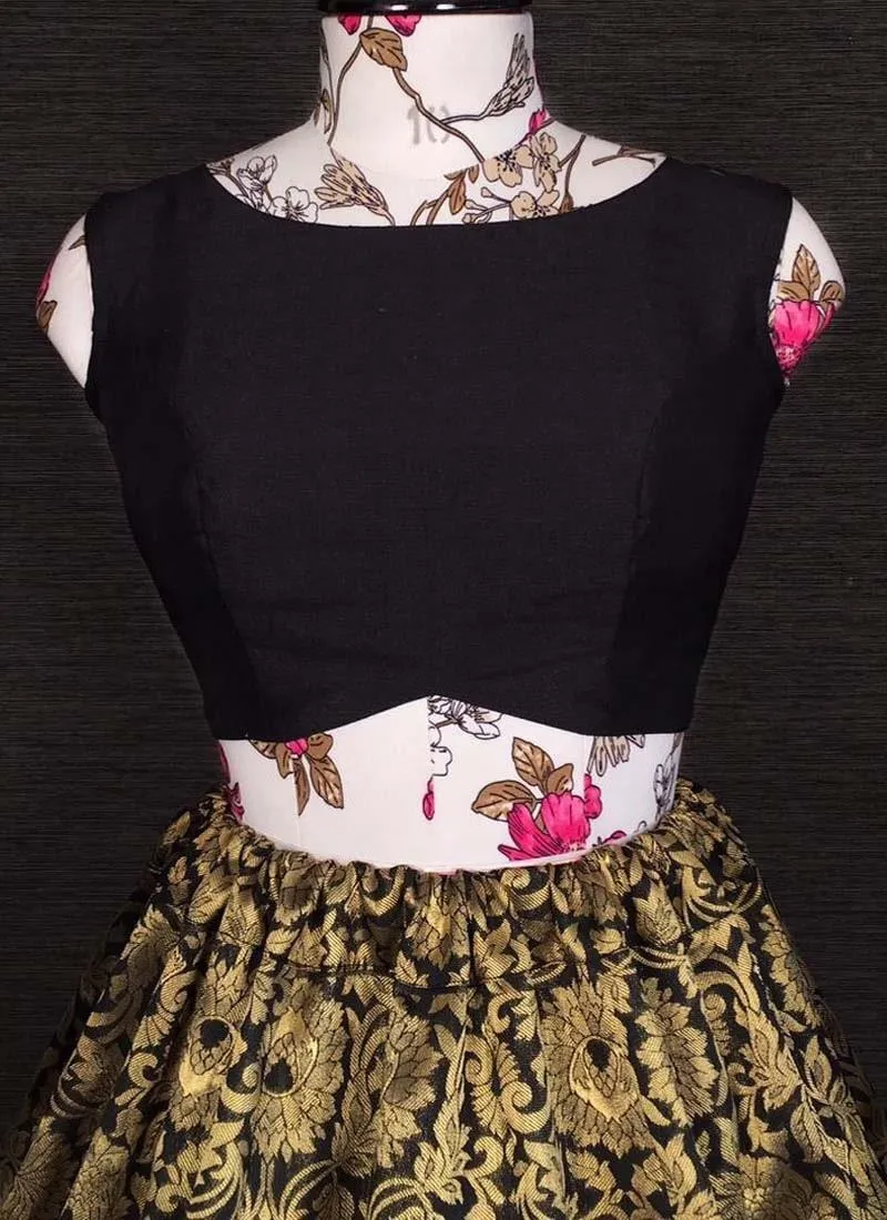Amazing Black Color Banarasi Silk Material Silk Weave Lehenga Choli