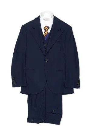 B&Tailor Navy 6ply Wool Three Piece Suit Bespoke