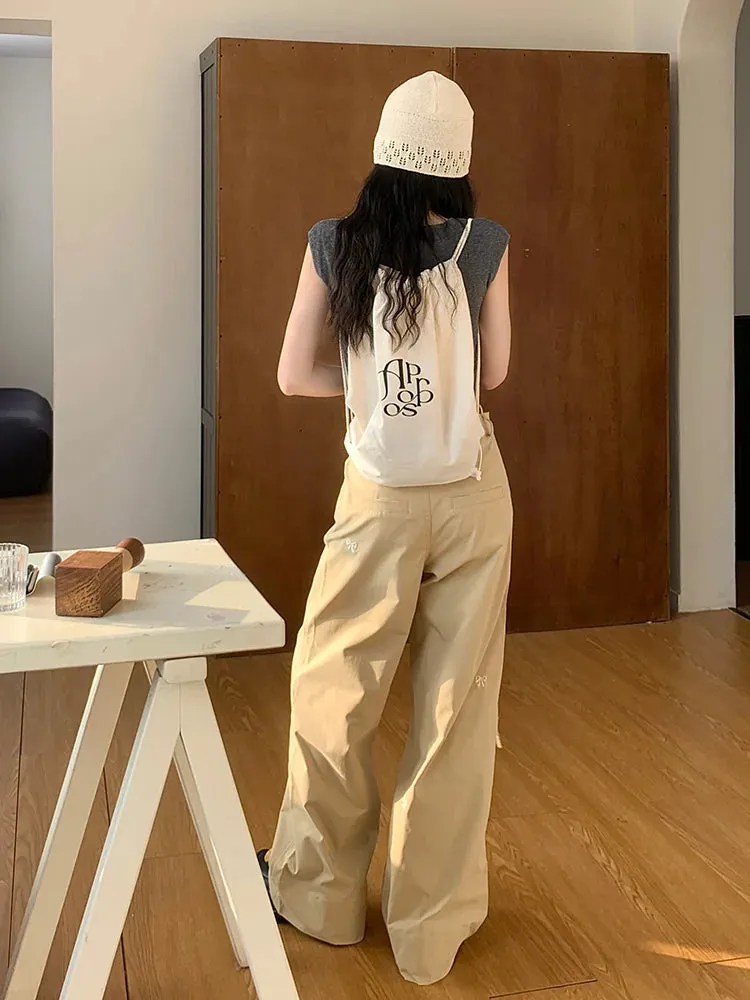 Bow Embroidery Lace-Up Baggy Summer 90s Y2k Streetwear Casual Wide Leg Pants