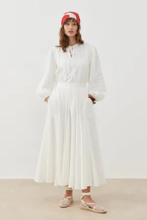 COTTON A-LINE MAXI SKIRT WHITE
