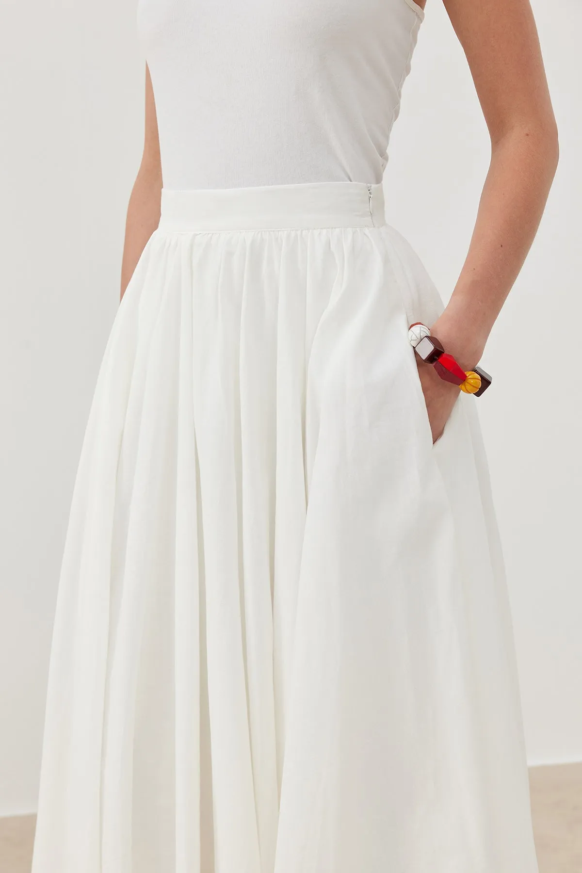 COTTON A-LINE MAXI SKIRT WHITE