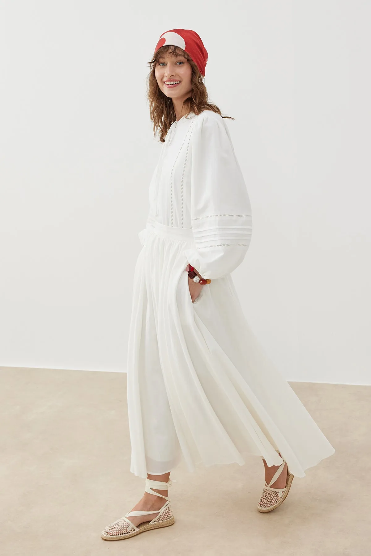 COTTON A-LINE MAXI SKIRT WHITE