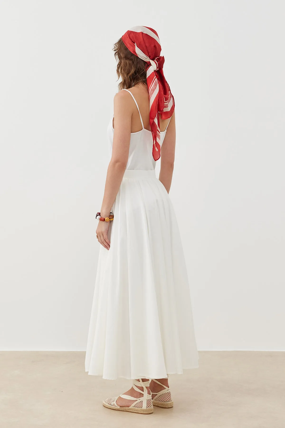 COTTON A-LINE MAXI SKIRT WHITE