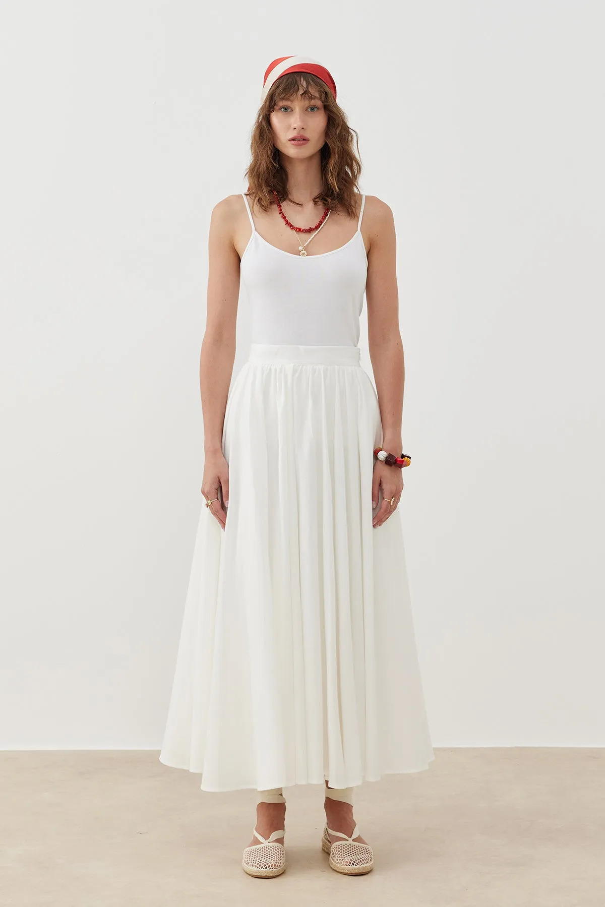 COTTON A-LINE MAXI SKIRT WHITE