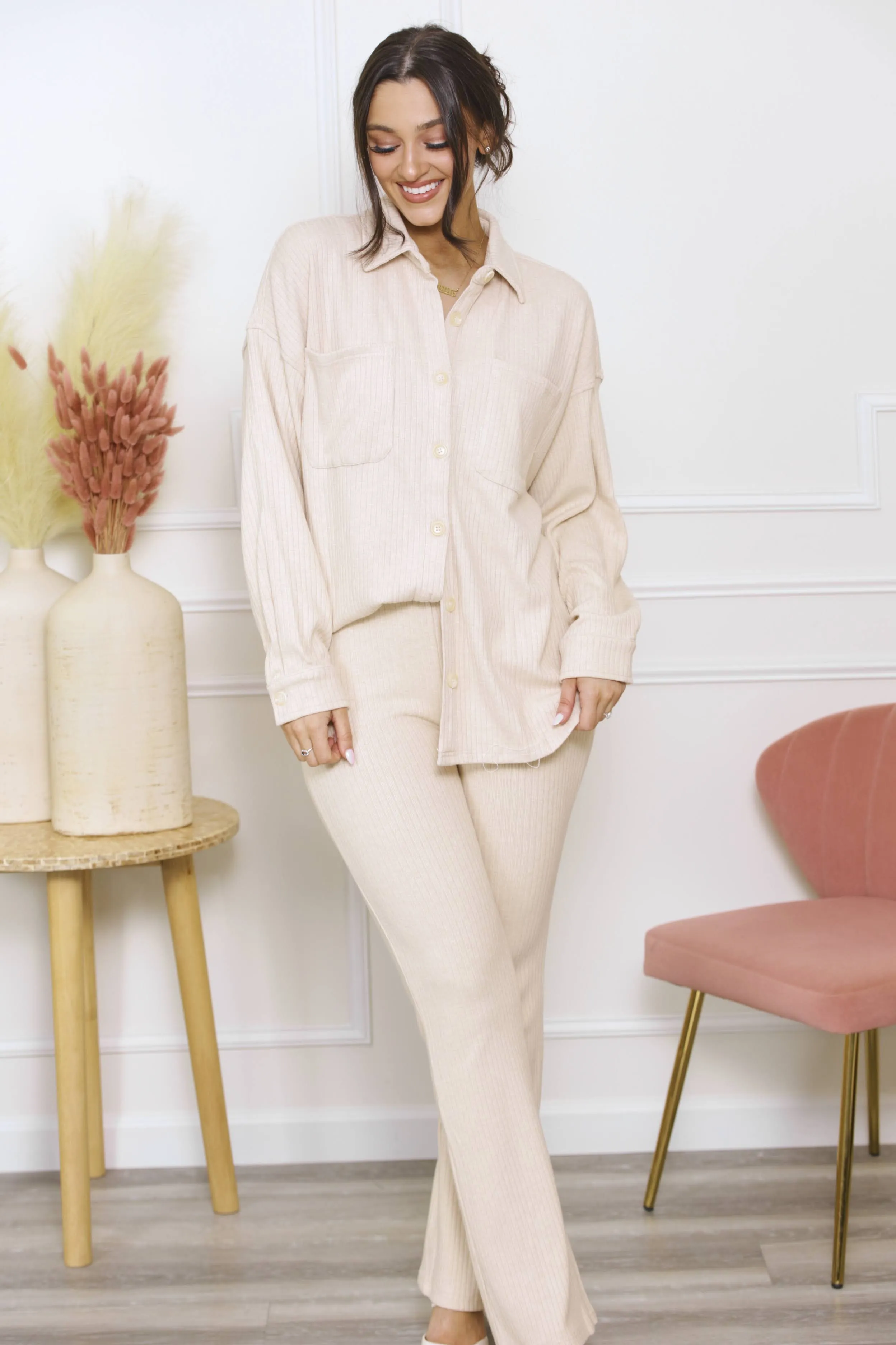 Cute Comfy Casual Ribbed Knit Flare Leggings