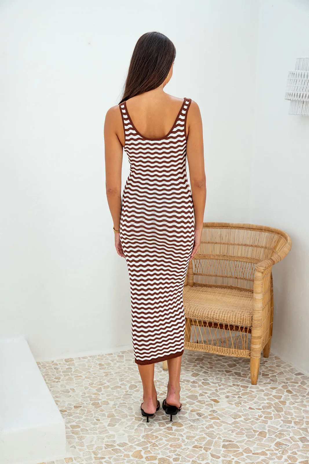 Ennis Midi Dress - Brown