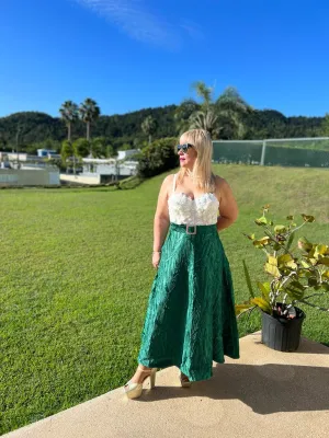 Exquisite Green Midi Skirt