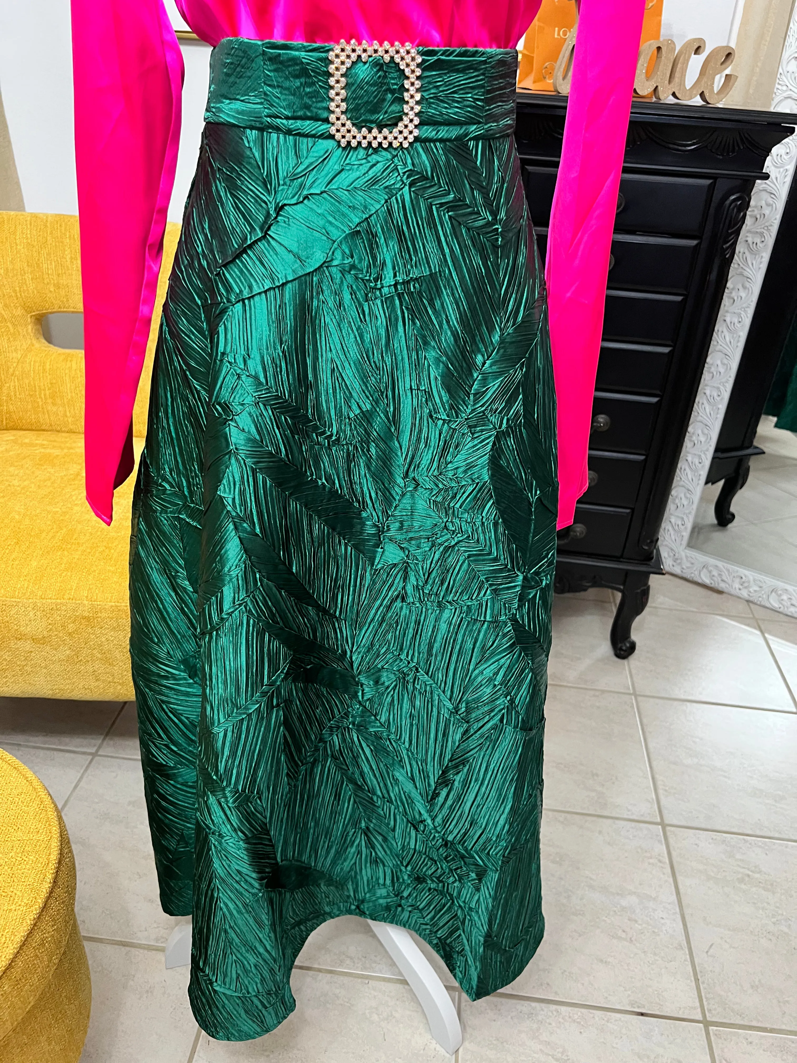 Exquisite Green Midi Skirt