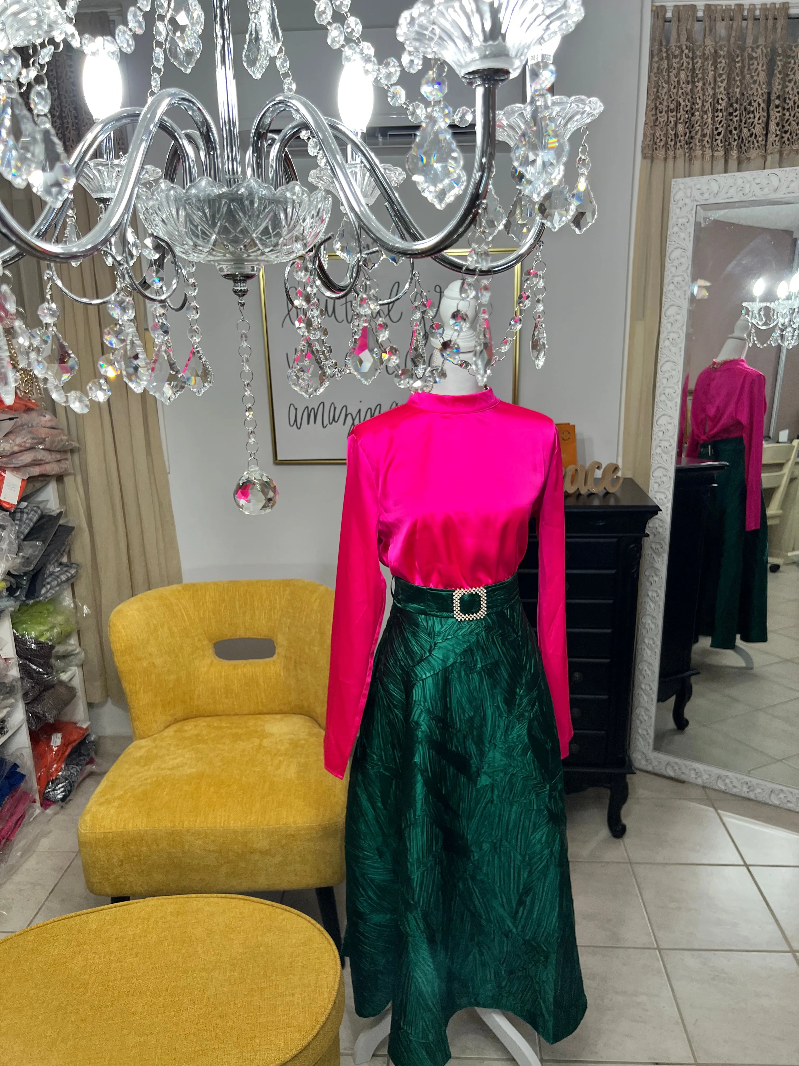 Exquisite Green Midi Skirt