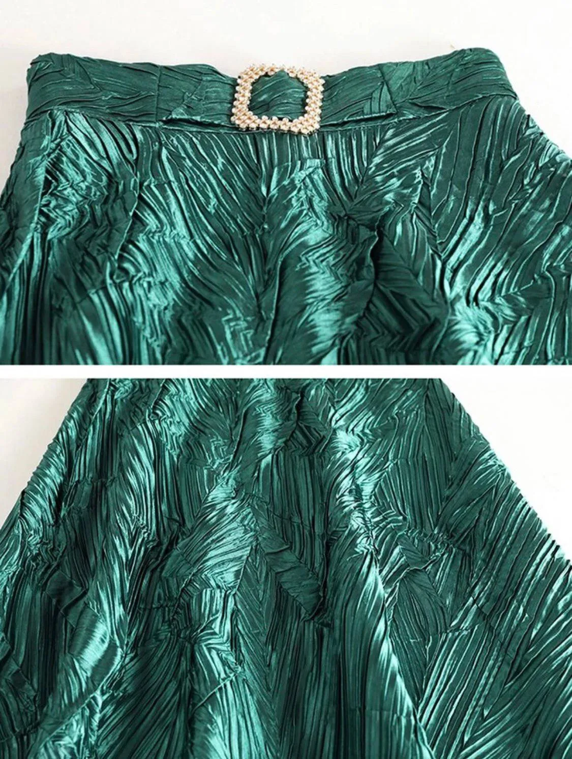Exquisite Green Midi Skirt