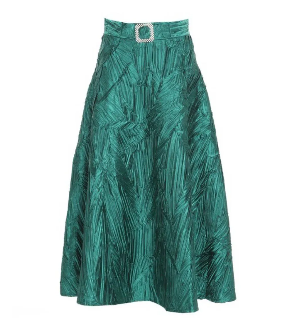 Exquisite Green Midi Skirt