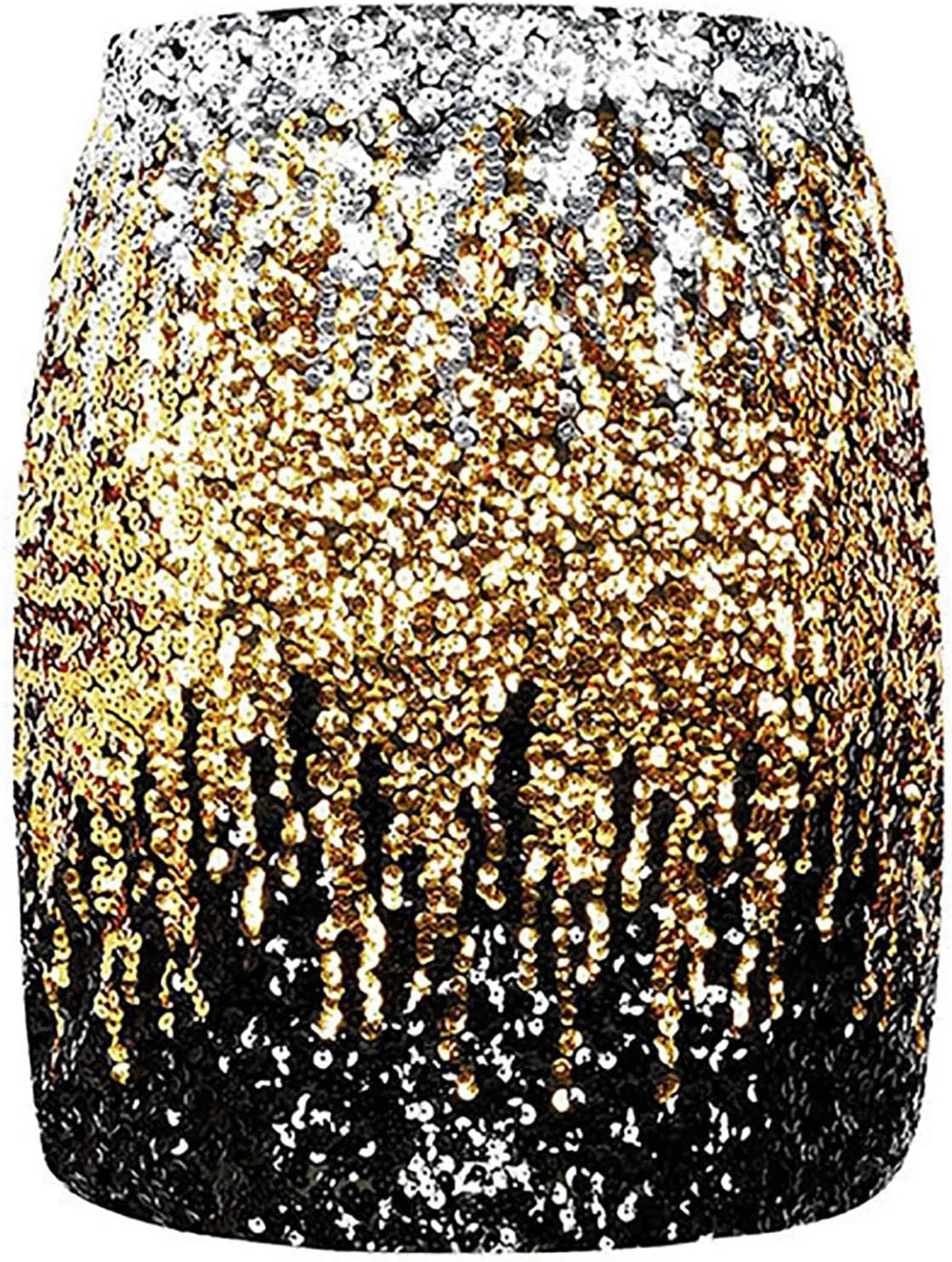FZYLQY Sequin Skirt for Women Glitter Skirt, Women's Sexy Midi Skirt Hip Skirt with Elastic Waist Plus Size Short Skirts