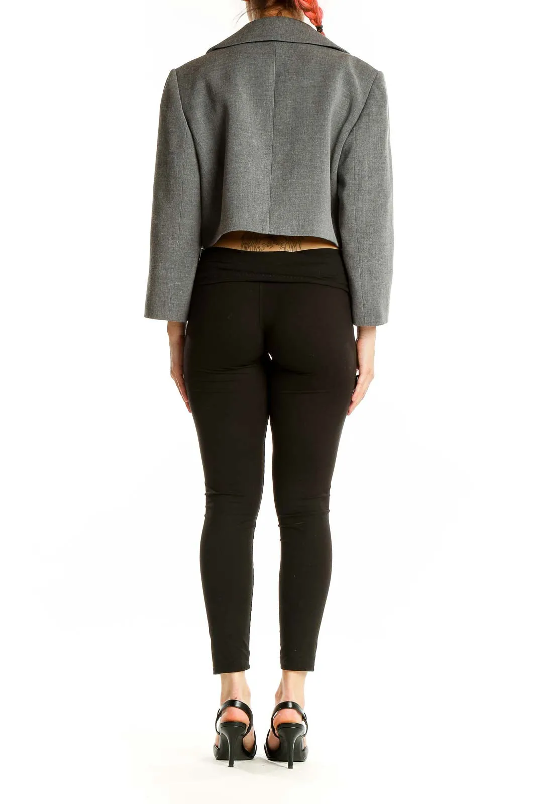 Gray Cropped Blazer Jacket