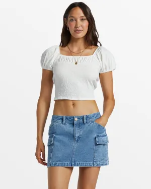 Hilary Denim Cargo Skirt - Medium Blue Rinse