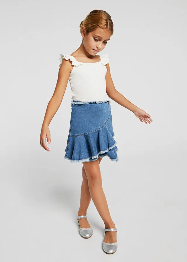 Mayoral 6950 094 - Denim Ruffle Skirt