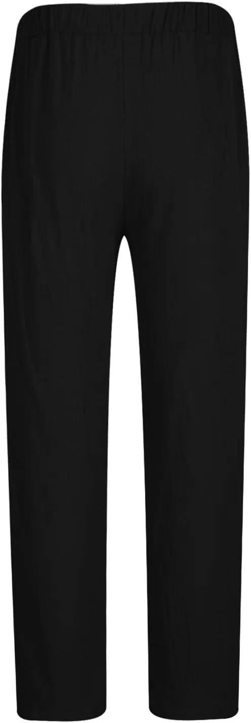 Mens Cotton Linen Pleated Pants Trendy Elastic Waist Trousers Summer Going Out Travel Casual Pant New Lounge Clothing