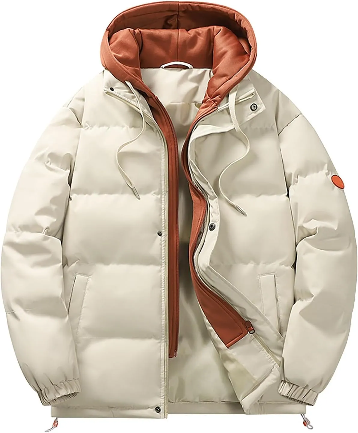 Men's Down Jacket Detachable Hood Lightweight Winter Jacket Down Cotton Coat Winter Quilted Padded Jacket Snow