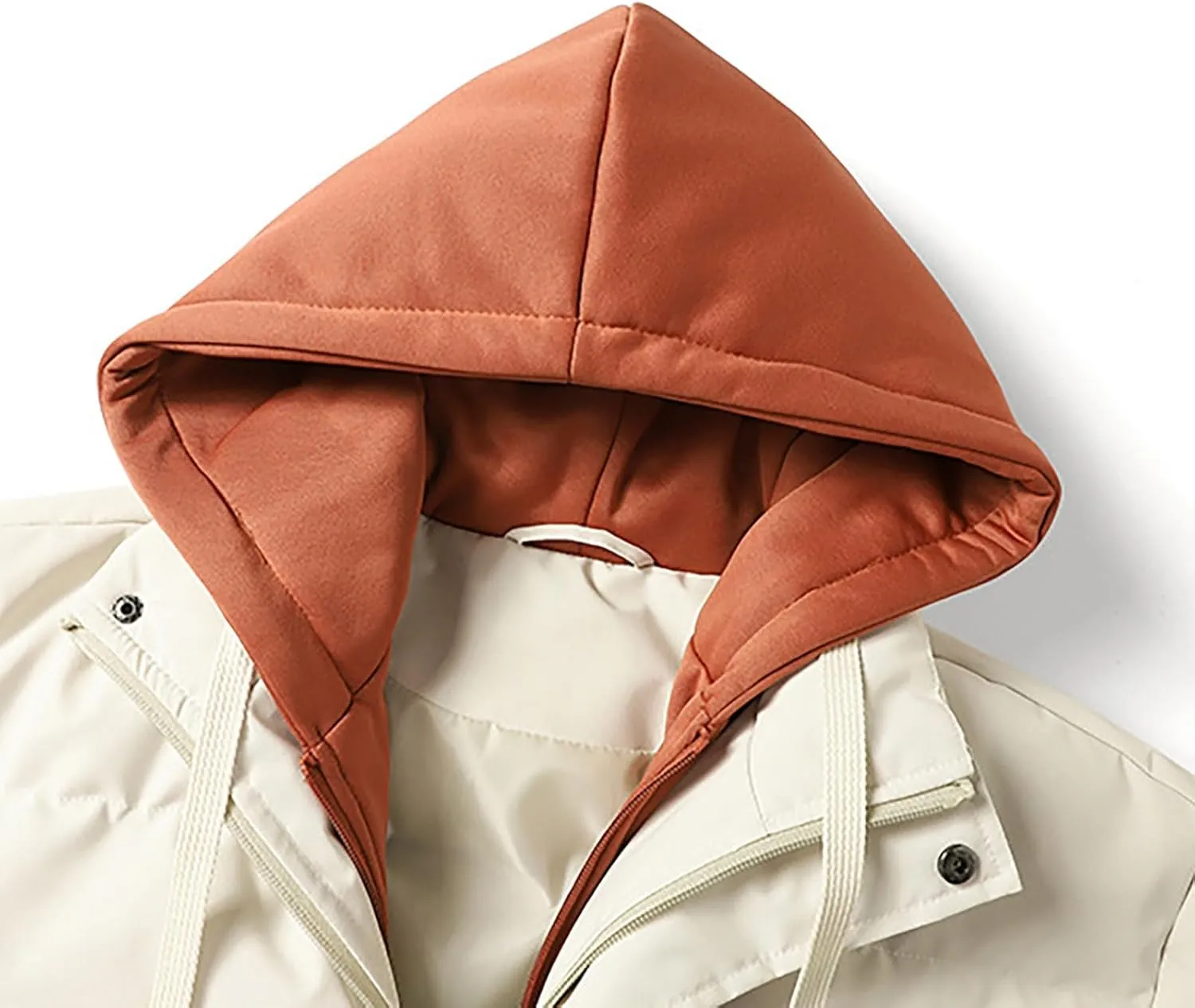 Men's Down Jacket Detachable Hood Lightweight Winter Jacket Down Cotton Coat Winter Quilted Padded Jacket Snow