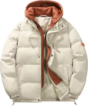 Men's Down Jacket Detachable Hood Lightweight Winter Jacket Down Cotton Coat Winter Quilted Padded Jacket Snow