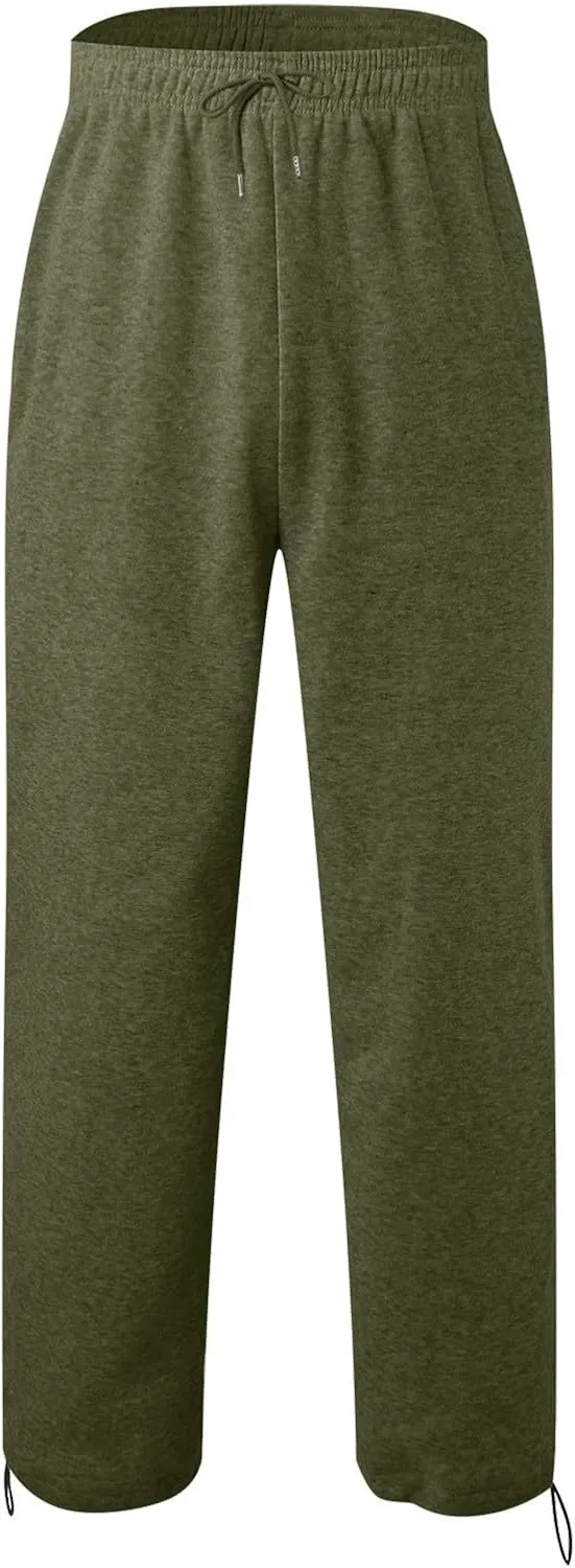 Mens Sweatpants with Pockets Big and Tall Waist Drawstring Long Pants Solid Color Pockets Casual Loose Trousers Joggers