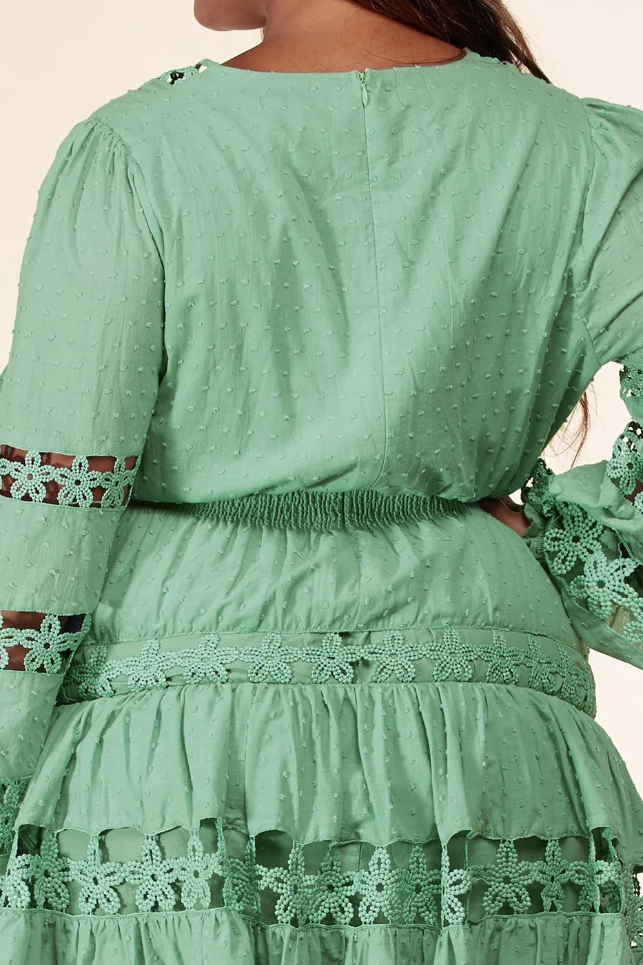 Plus Size Sage Tea Party Mini Dress