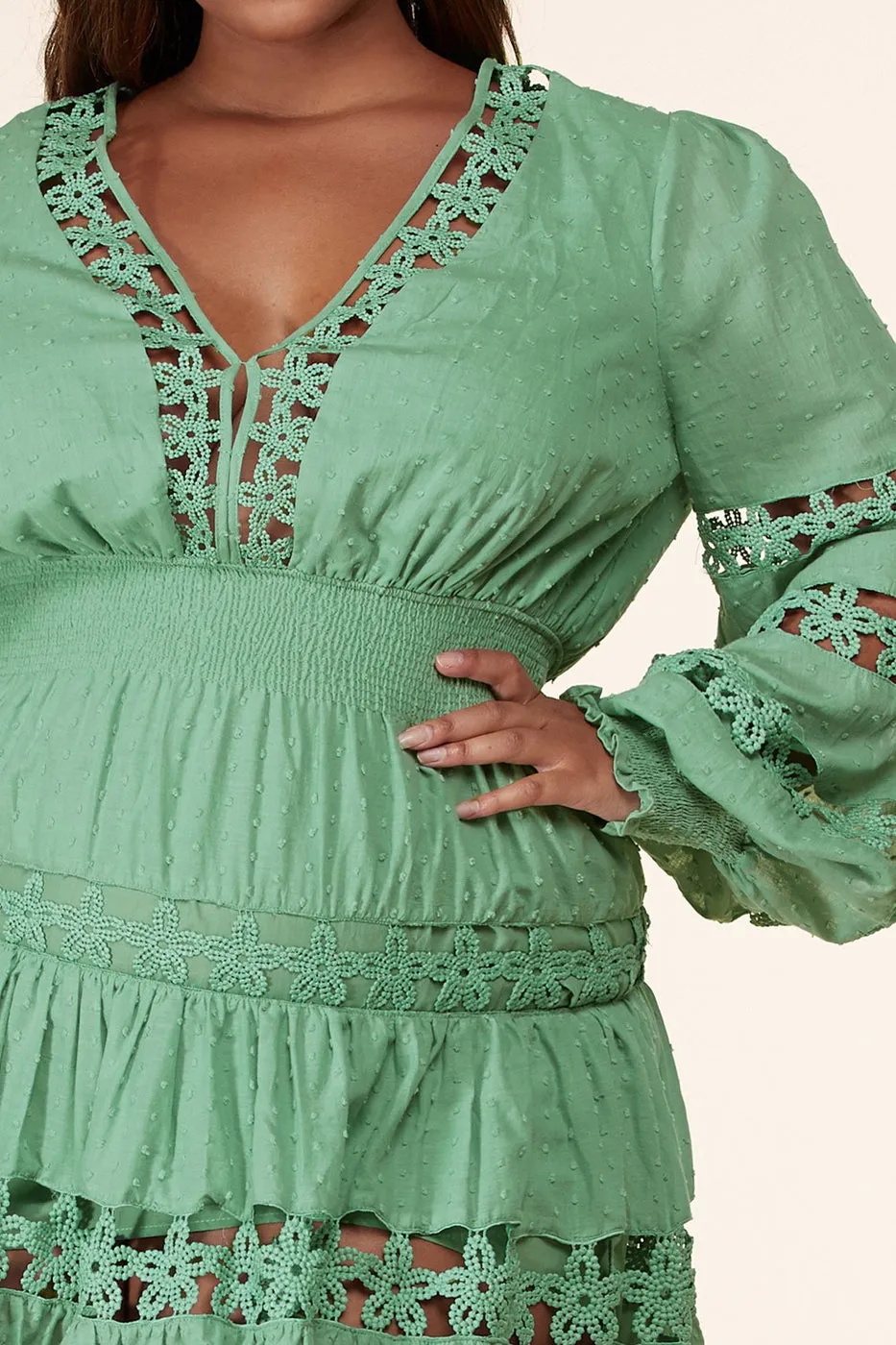 Plus Size Sage Tea Party Mini Dress