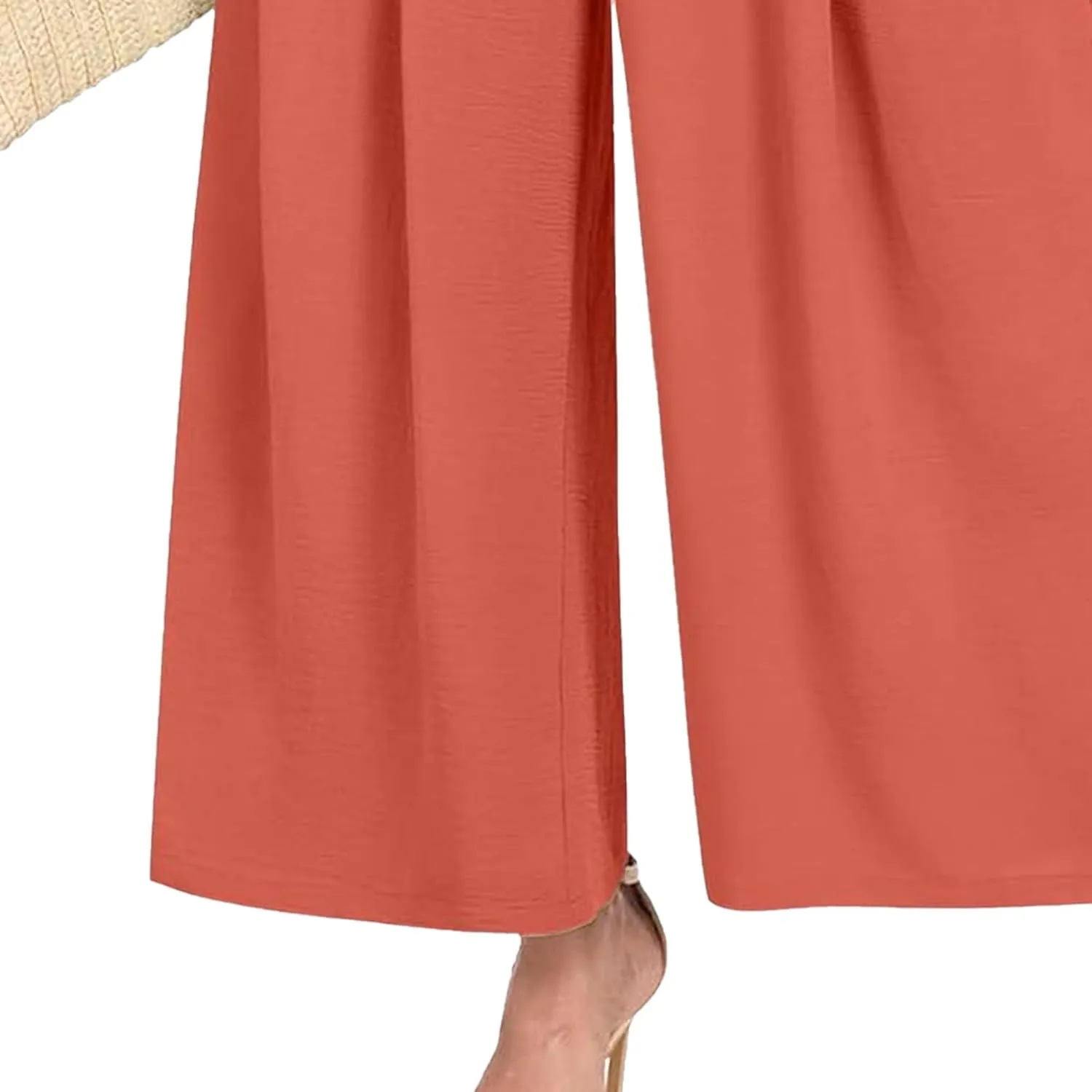 Spring Summer Women's High Waist Flared Pants Bow Loose Pleated Wide Leg Pants Belt Casual Trousers