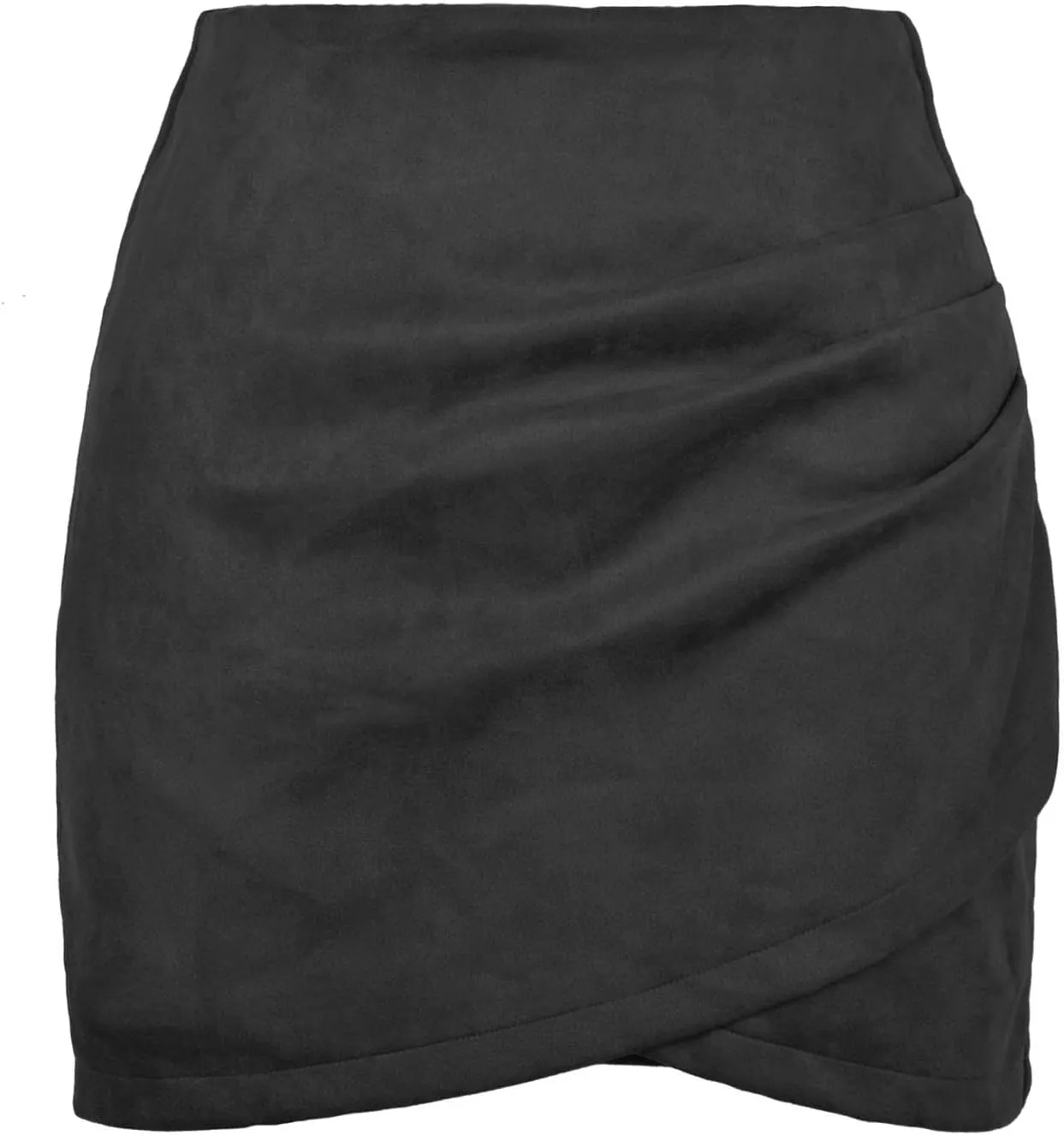 Women's Mid Waist Corduroy A-line Slim Fit Mini Skirt Autumn Winter Faux Suede Bodycon Short Pleated Skirt