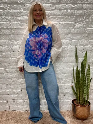 Zeta Otto Broadlas Anglais Bold Flower Button Through Shirt