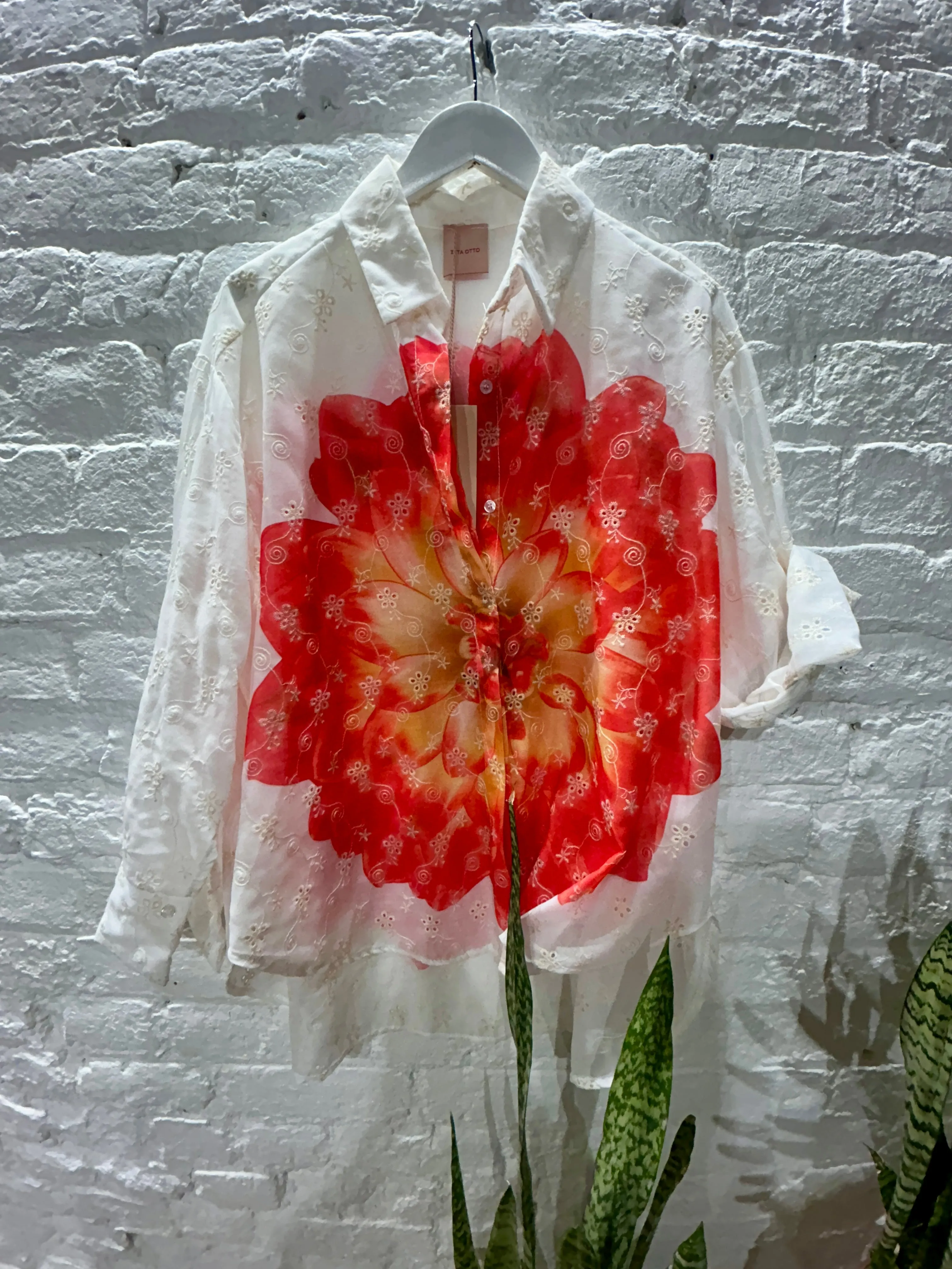Zeta Otto Broadlas Anglais Bold Flower Button Through Shirt